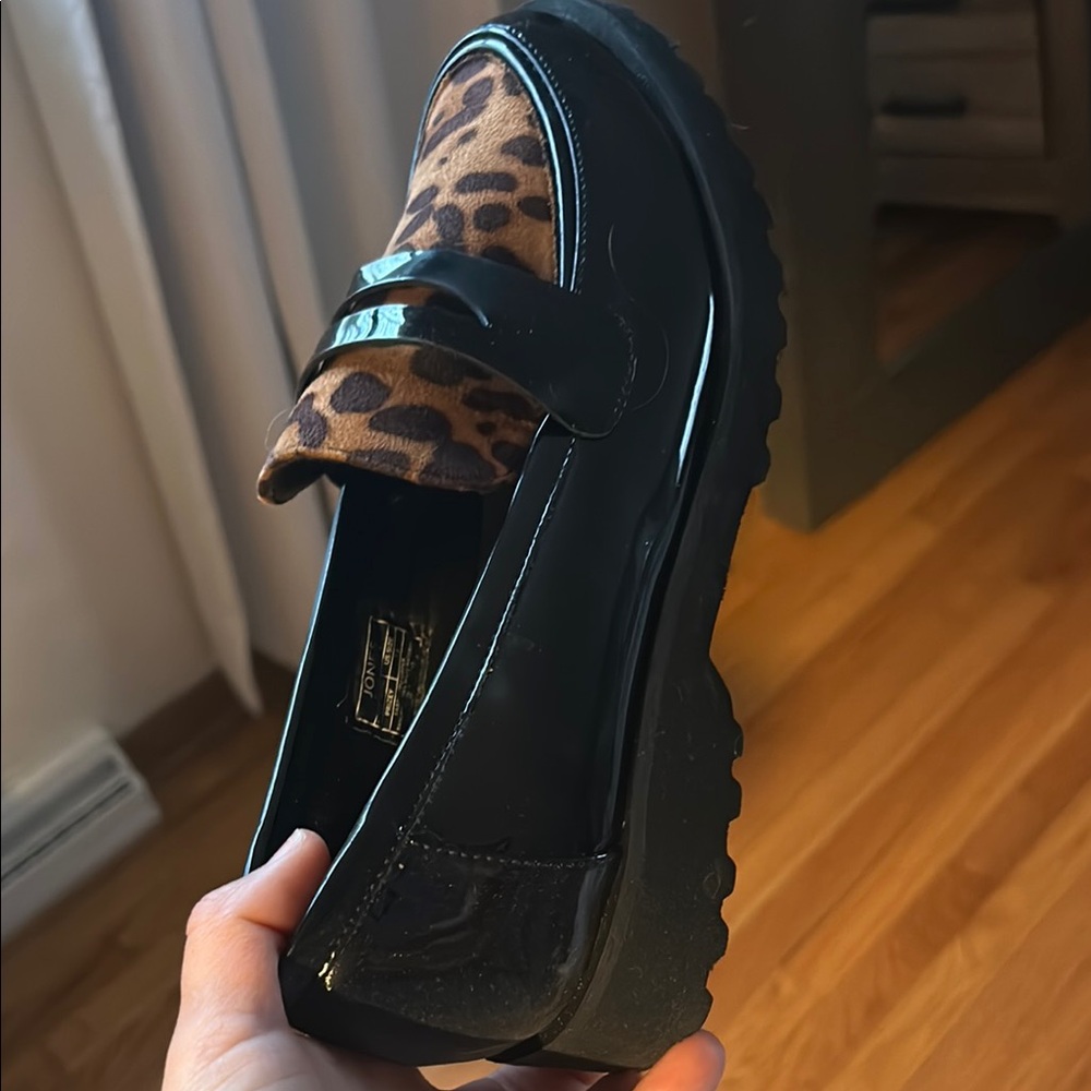 Leopard Print and Black Patent Loafers